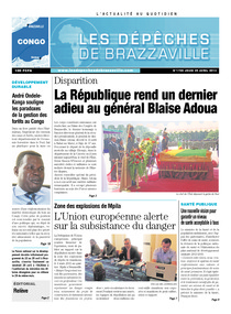 Les Dépêches de Brazzaville : Édition brazzaville du 25 avril 2013