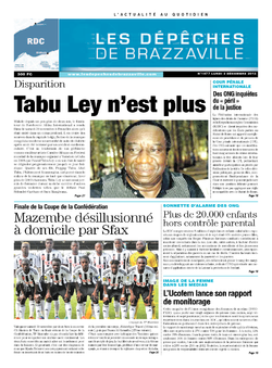 Les Dépêches de Brazzaville : Édition kinshasa du 02 décembre 2013