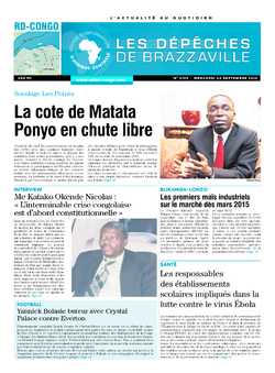 Les Dépêches de Brazzaville : Édition kinshasa du 24 septembre 2014