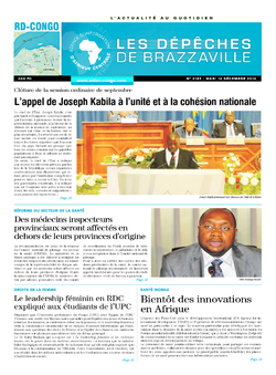 Les Dépêches de Brazzaville : Édition kinshasa du 16 décembre 2014