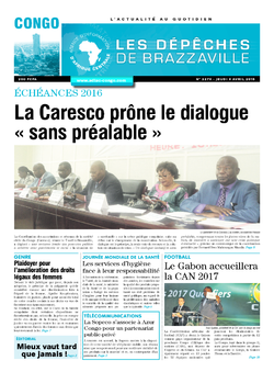 Les Dépêches de Brazzaville : Édition brazzaville du 09 avril 2015