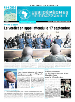 Les Dépêches de Brazzaville : Édition kinshasa du 02 septembre 2015