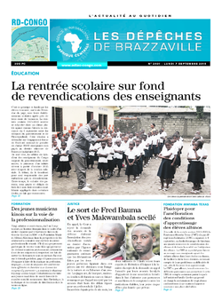 Les Dépêches de Brazzaville : Édition kinshasa du 07 septembre 2015