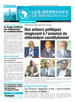 Les Dépêches de Brazzaville : Édition brazzaville du 24 septembre 2015