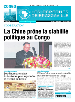 Les Dépêches de Brazzaville : Édition brazzaville du 02 octobre 2015