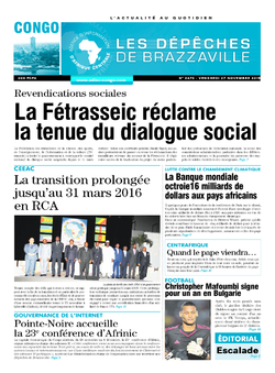 Les Dépêches de Brazzaville : Édition brazzaville du 27 novembre 2015