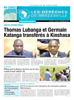 Les Dépêches de Brazzaville : Édition kinshasa du 21 décembre 2015