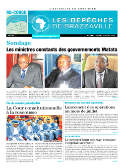 Les Dépêches de Brazzaville : Édition kinshasa du 18 avril 2016