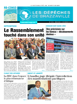 Les Dépêches de Brazzaville : Édition kinshasa du 03 novembre 2016