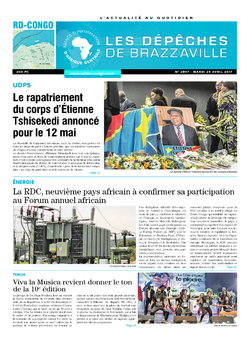 Les Dépêches de Brazzaville : Édition kinshasa du 25 avril 2017