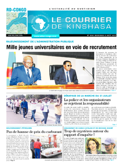 Les Dépêches de Brazzaville : Édition le courrier de kinshasa du 02 août 2017