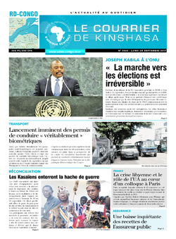 Les Dépêches de Brazzaville : Édition le courrier de kinshasa du 25 septembre 2017