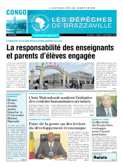 Les Dépêches de Brazzaville : Édition brazzaville du 09 octobre 2017