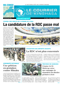 Les Dépêches de Brazzaville : Édition le courrier de kinshasa du 09 octobre 2017