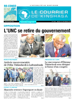 Les Dépêches de Brazzaville : Édition le courrier de kinshasa du 24 octobre 2017