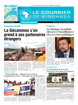 Les Dépêches de Brazzaville : Édition le courrier de kinshasa du 23 novembre 2017