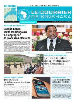 Les Dépêches de Brazzaville : Édition le courrier de kinshasa du 03 janvier 2018