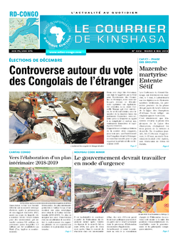 Les Dépêches de Brazzaville : Édition le courrier de kinshasa du 08 mai 2018