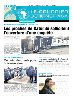 Les Dépêches de Brazzaville : Édition le courrier de kinshasa du 04 juin 2018