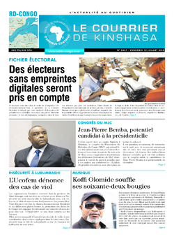 Les Dépêches de Brazzaville : Édition le courrier de kinshasa du 13 juillet 2018