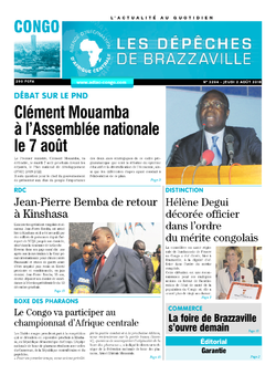 Les Dépêches de Brazzaville : Édition brazzaville du 02 août 2018