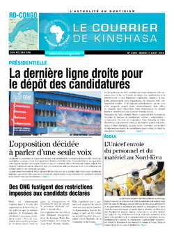 Les Dépêches de Brazzaville : Édition le courrier de kinshasa du 07 août 2018