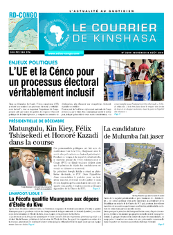 Les Dépêches de Brazzaville : Édition le courrier de kinshasa du 08 août 2018