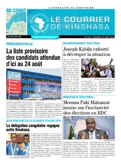 Les Dépêches de Brazzaville : Édition le courrier de kinshasa du 10 août 2018