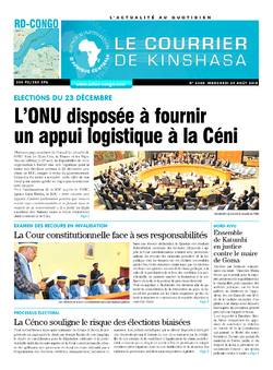 Les Dépêches de Brazzaville : Édition le courrier de kinshasa du 29 août 2018