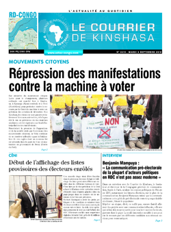 Les Dépêches de Brazzaville : Édition le courrier de kinshasa du 04 septembre 2018