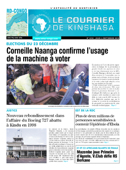 Les Dépêches de Brazzaville : Édition le courrier de kinshasa du 06 septembre 2018