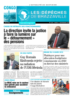 Les Dépêches de Brazzaville : Édition brazzaville du 11 septembre 2018