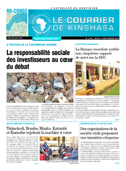 Les Dépêches de Brazzaville : Édition le courrier de kinshasa du 13 septembre 2018