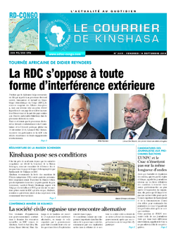 Les Dépêches de Brazzaville : Édition le courrier de kinshasa du 14 septembre 2018