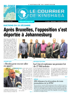 Les Dépêches de Brazzaville : Édition le courrier de kinshasa du 19 septembre 2018