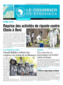 Les Dépêches de Brazzaville : Édition le courrier de kinshasa du 27 septembre 2018