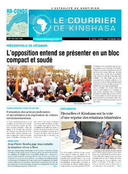 Les Dépêches de Brazzaville : Édition le courrier de kinshasa du 01 octobre 2018