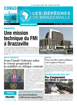 Les Dépêches de Brazzaville : Édition brazzaville du 02 octobre 2018