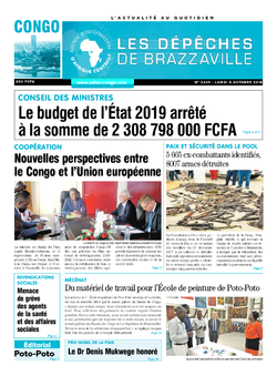 Les Dépêches de Brazzaville : Édition brazzaville du 08 octobre 2018