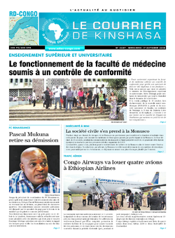 Les Dépêches de Brazzaville : Édition le courrier de kinshasa du 17 octobre 2018