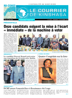 Les Dépêches de Brazzaville : Édition le courrier de kinshasa du 19 octobre 2018