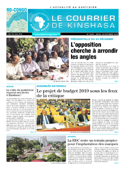 Les Dépêches de Brazzaville : Édition le courrier de kinshasa du 25 octobre 2018