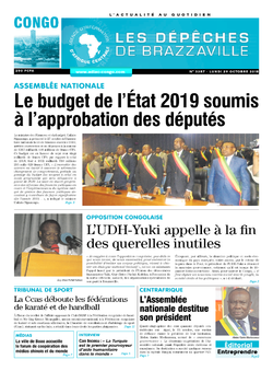 Les Dépêches de Brazzaville : Édition brazzaville du 29 octobre 2018