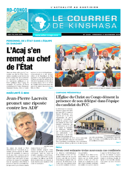 Les Dépêches de Brazzaville : Édition le courrier de kinshasa du 09 novembre 2018