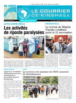 Les Dépêches de Brazzaville : Édition le courrier de kinshasa du 20 novembre 2018