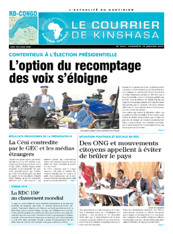 Les Dépêches de Brazzaville : Édition le courrier de kinshasa du 18 janvier 2019