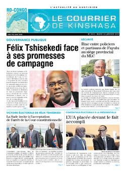 Les Dépêches de Brazzaville : Édition le courrier de kinshasa du 22 janvier 2019