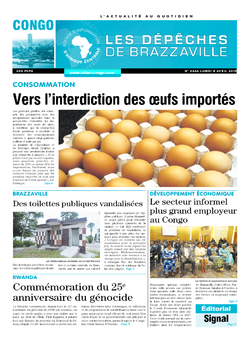 Les Dépêches de Brazzaville : Édition brazzaville du 08 avril 2019