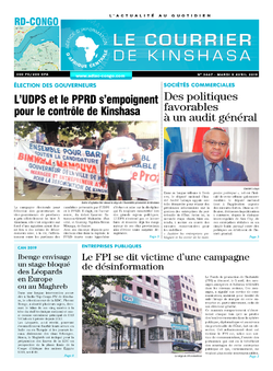 Les Dépêches de Brazzaville : Édition le courrier de kinshasa du 09 avril 2019