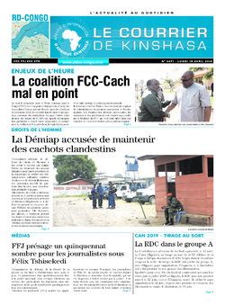 Les Dépêches de Brazzaville : Édition le courrier de kinshasa du 15 avril 2019